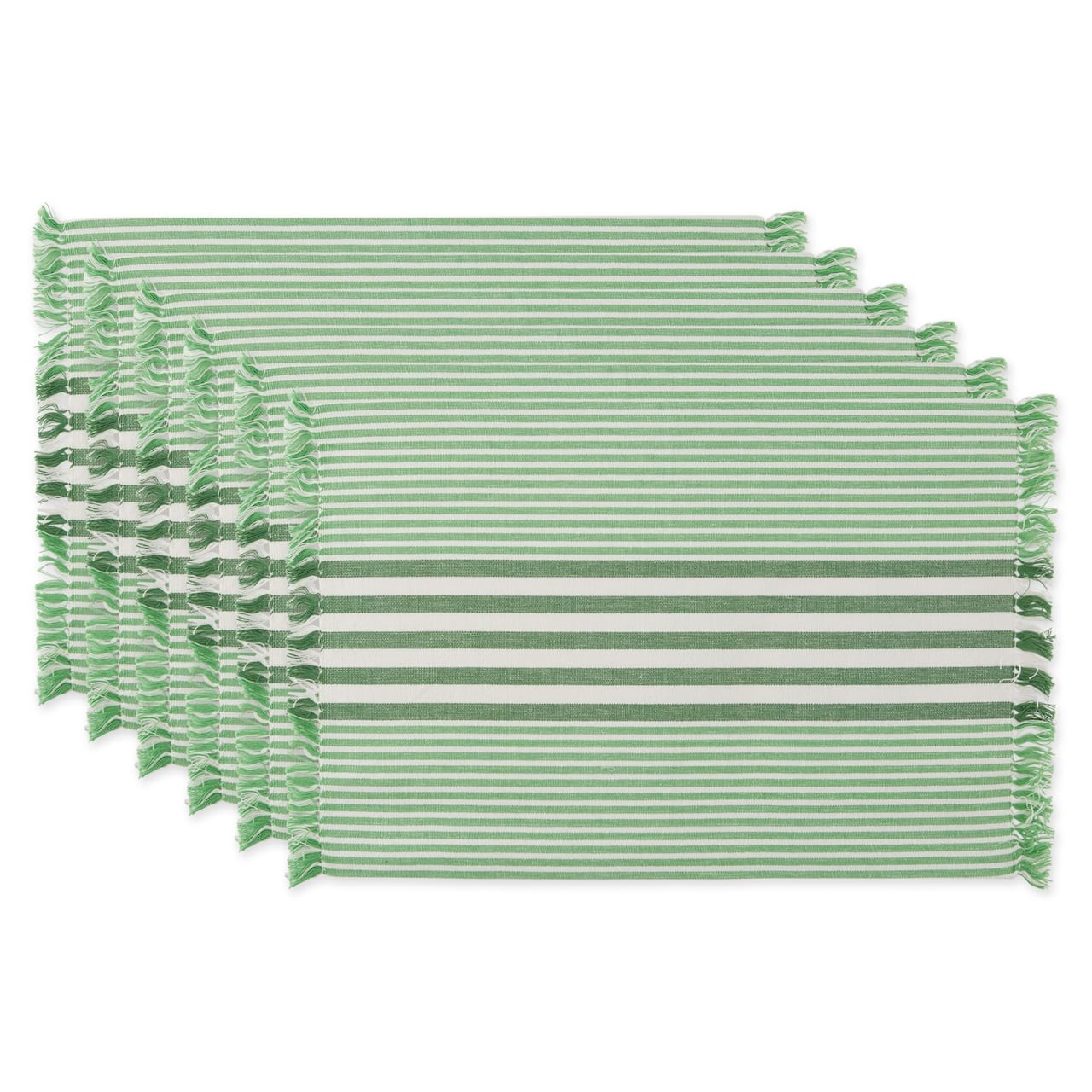 DII® Grass Green Stripes With Fringe Placemats, 6ct.